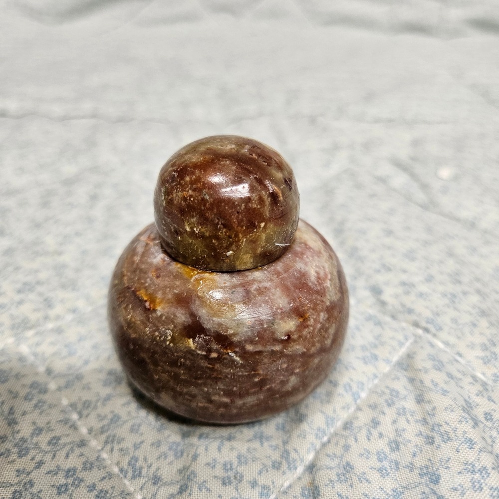 Vintage Stone Ginger Snuff Jar 2" India